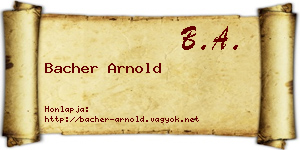 Bacher Arnold névjegykártya